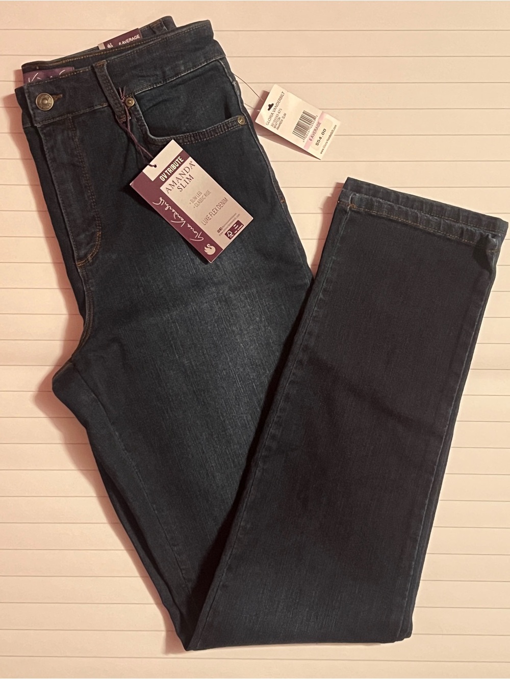 Gloria Vanderbilt Straight Leg Jeans in Dark Blue Wash